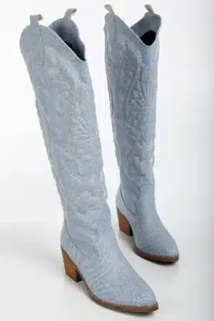Starlight Embroidery - Çiçek Nakışlı Uzun Kadın Çizme - Görsel 19