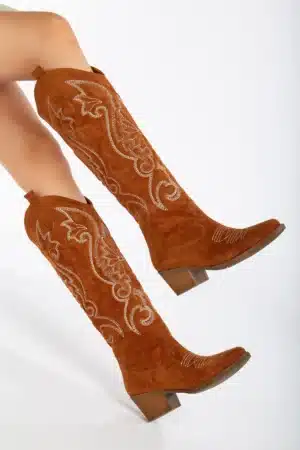 Starlight Embroidery - Çiçek Nakışlı Uzun Kadın Çizme - Görsel 9