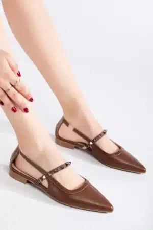 Verona Studs Düz Desenli Sivri Burun Ayakkabı - Görsel 17
