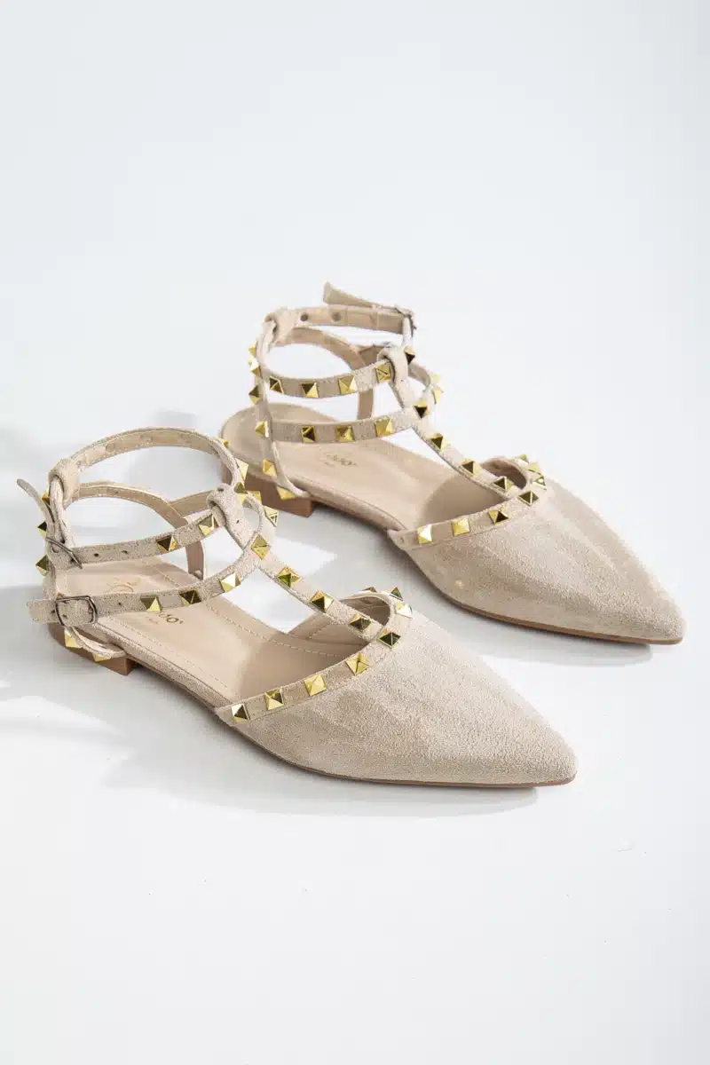 Ms. Sugar Shoes Zımbalı T-Strap Babet – Sivri Burun - Görsel 3