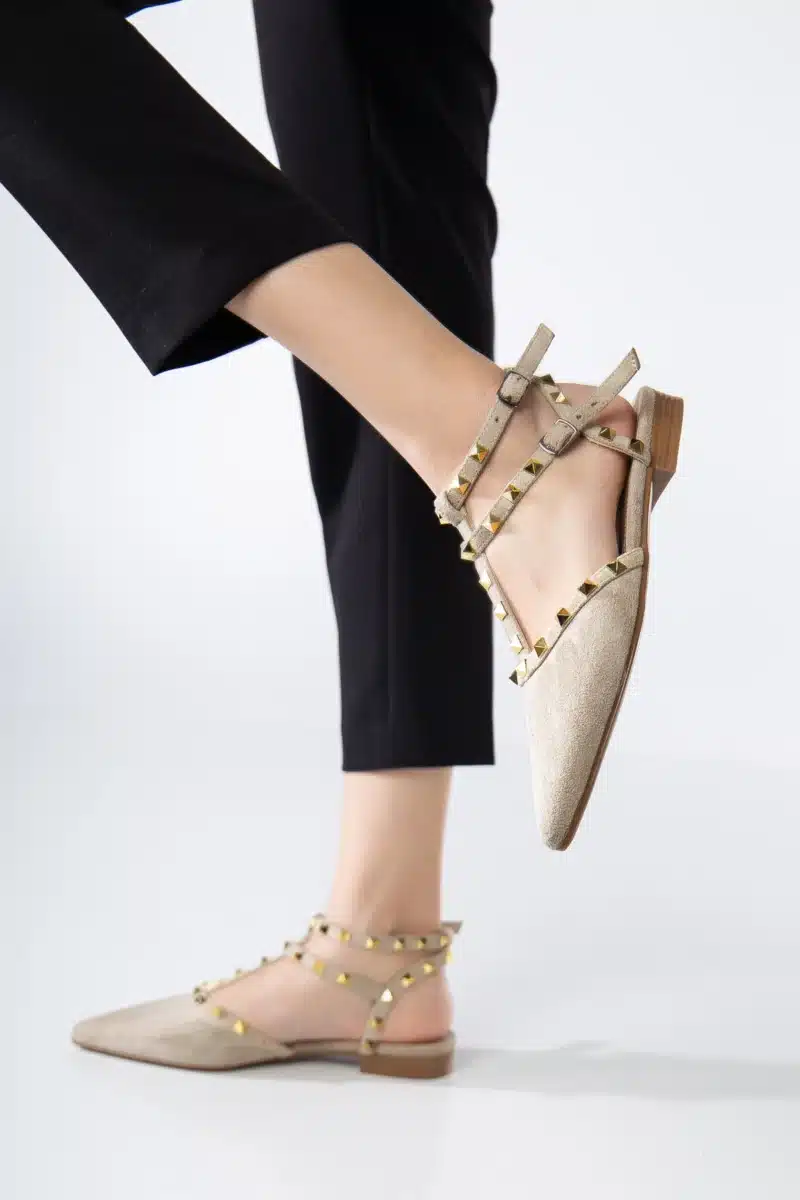 Ms. Sugar Shoes Zımbalı T-Strap Babet – Sivri Burun - Görsel 6