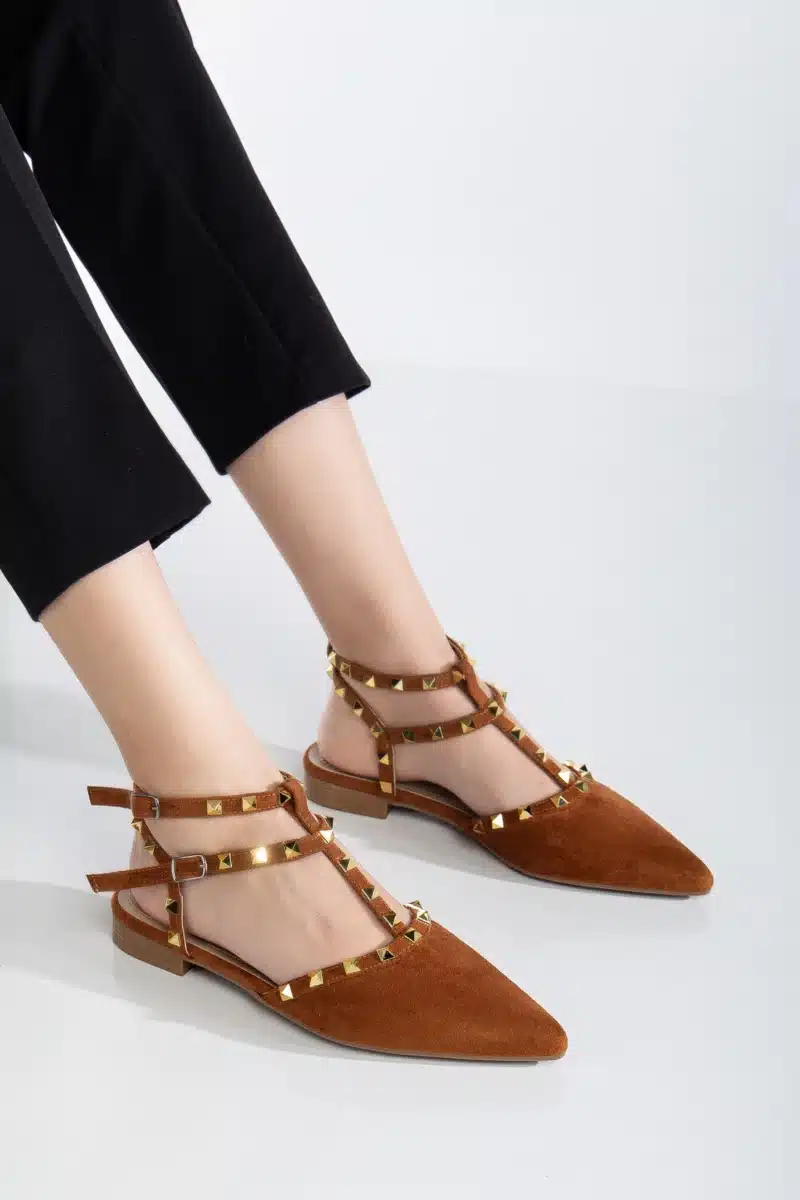 Ms. Sugar Shoes Zımbalı T-Strap Babet – Sivri Burun - Görsel 8