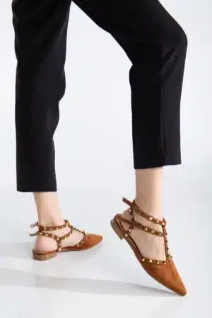 Ms. Sugar Shoes Zımbalı T-Strap Babet – Sivri Burun - Görsel 9