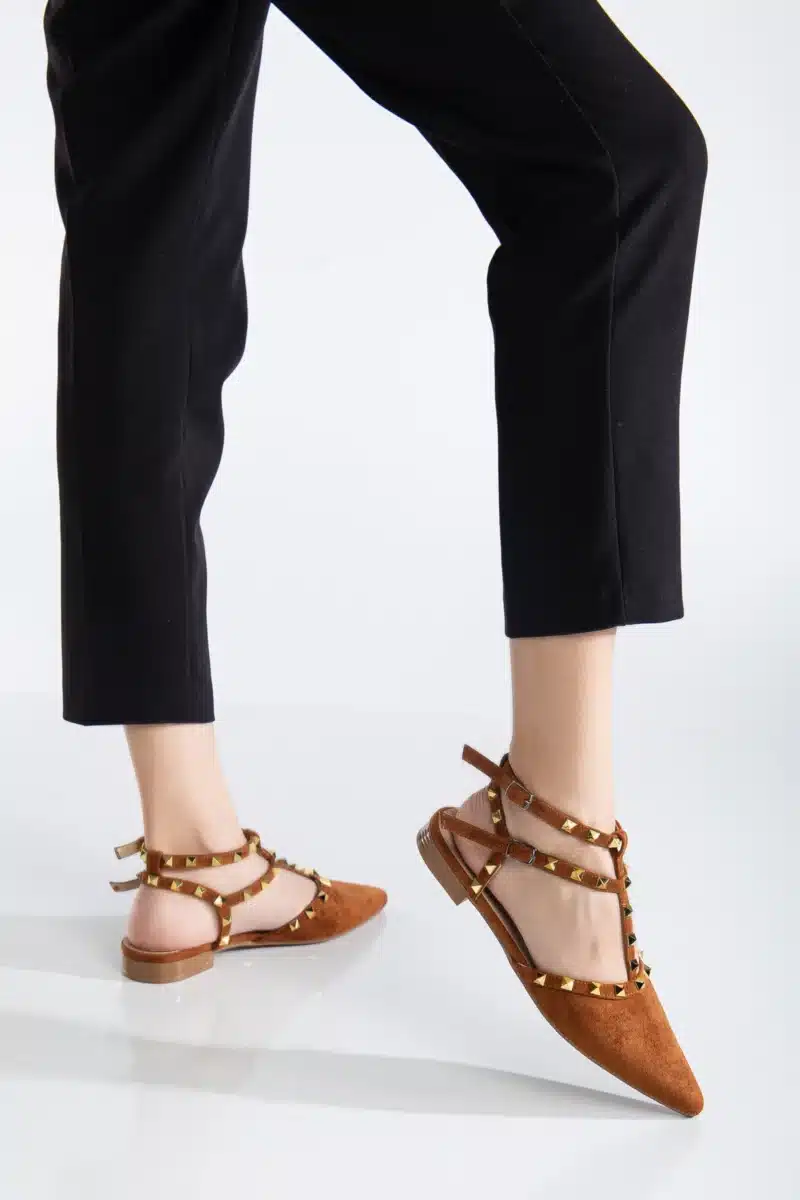 Ms. Sugar Shoes Zımbalı T-Strap Babet – Sivri Burun - Görsel 9