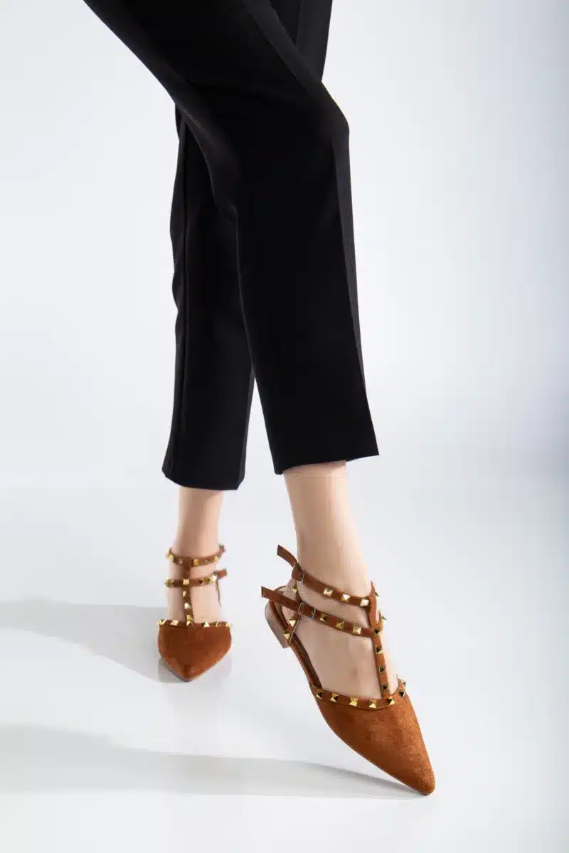 Ms. Sugar Shoes Zımbalı T-Strap Babet – Sivri Burun - Görsel 10