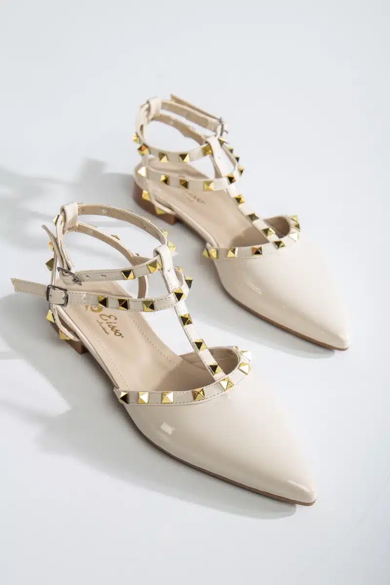 Ms. Sugar Shoes Zımbalı T-Strap Babet – Sivri Burun - Görsel 15