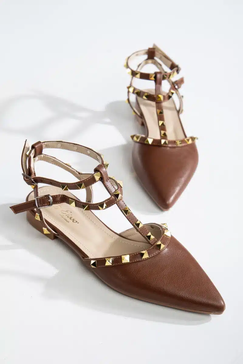 Ms. Sugar Shoes Zımbalı T-Strap Babet – Sivri Burun - Görsel 35