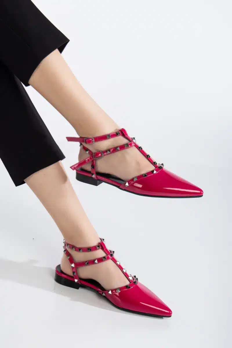 Ms. Sugar Shoes Zımbalı T-Strap Babet – Sivri Burun - Görsel 12