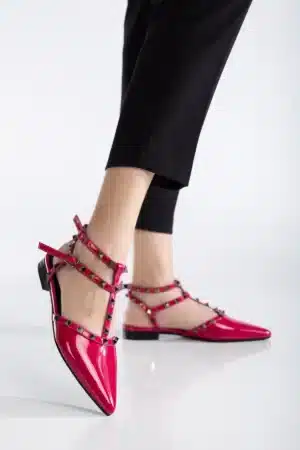Ms. Sugar Shoes Zımbalı T-Strap Babet – Sivri Burun - Görsel 13