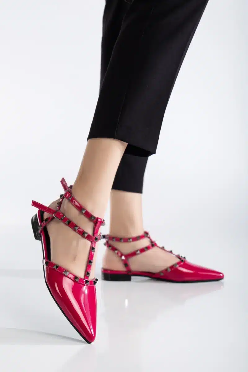 Ms. Sugar Shoes Zımbalı T-Strap Babet – Sivri Burun - Görsel 13