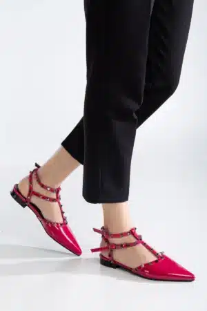 Ms. Sugar Shoes Zımbalı T-Strap Babet – Sivri Burun - Görsel 14