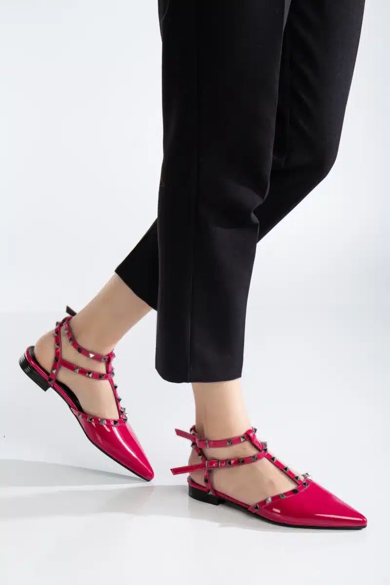 Ms. Sugar Shoes Zımbalı T-Strap Babet – Sivri Burun - Görsel 14