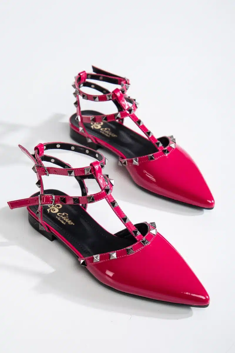 Ms. Sugar Shoes Zımbalı T-Strap Babet – Sivri Burun - Görsel 11