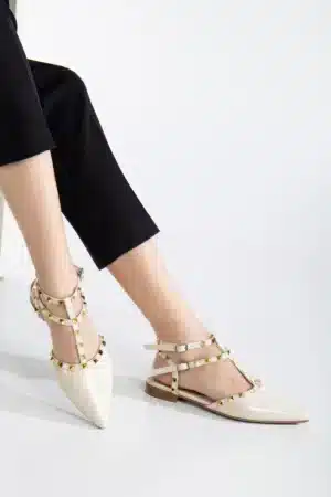 Ms. Sugar Shoes Zımbalı T-Strap Babet – Sivri Burun - Görsel 16