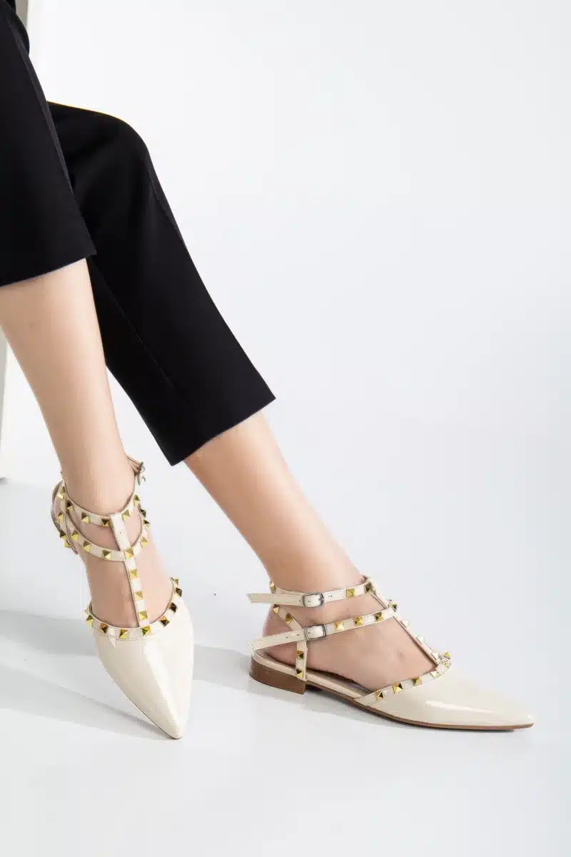 Ms. Sugar Shoes Zımbalı T-Strap Babet – Sivri Burun - Görsel 16