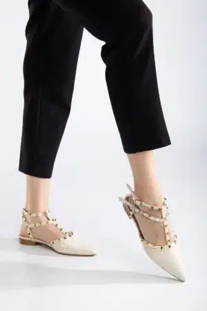 Ms. Sugar Shoes Zımbalı T-Strap Babet – Sivri Burun - Görsel 17