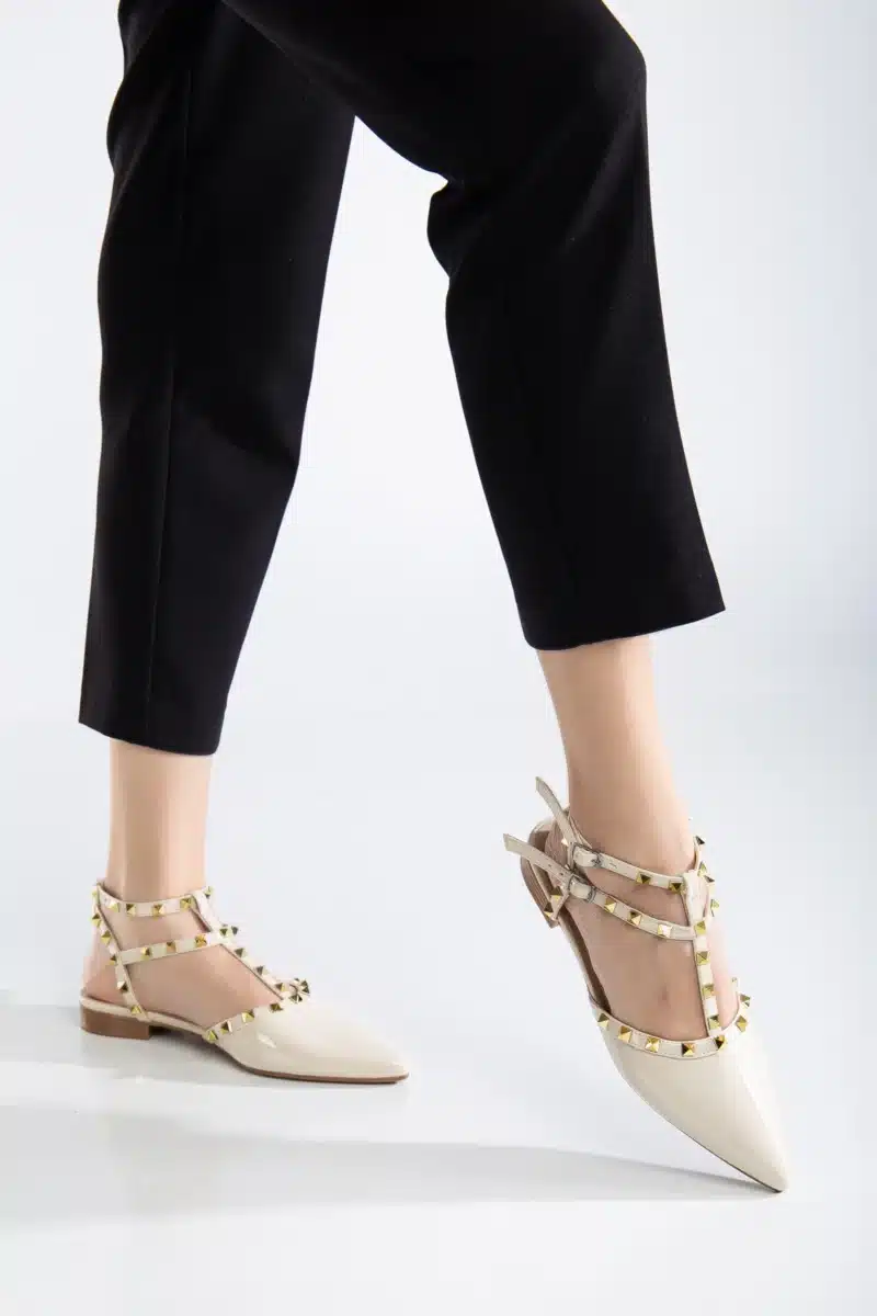Ms. Sugar Shoes Zımbalı T-Strap Babet – Sivri Burun - Görsel 17