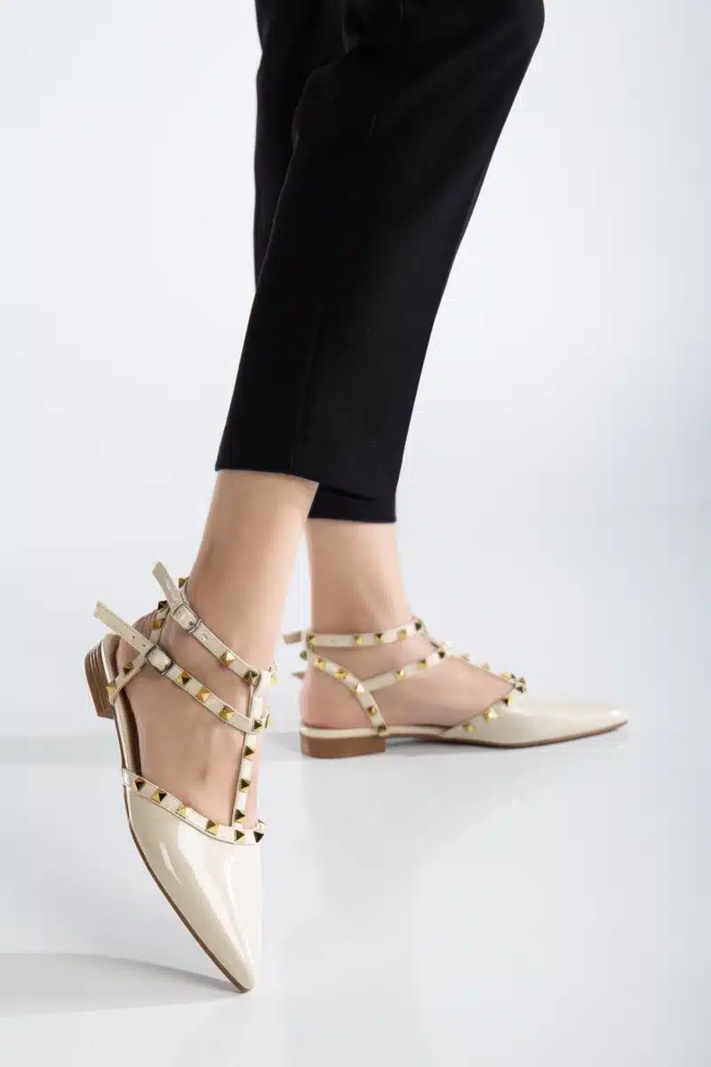 Ms. Sugar Shoes Zımbalı T-Strap Babet – Sivri Burun - Görsel 18