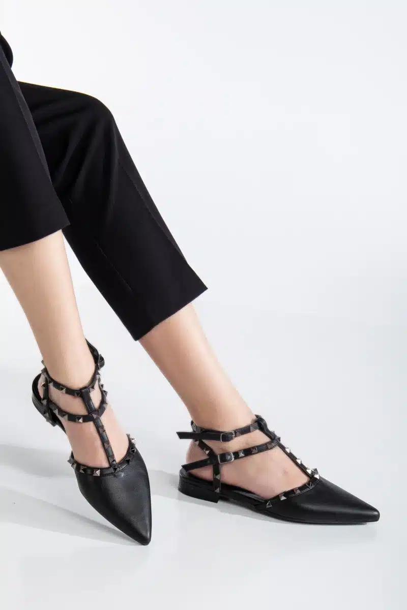 Ms. Sugar Shoes Zımbalı T-Strap Babet – Sivri Burun - Görsel 20