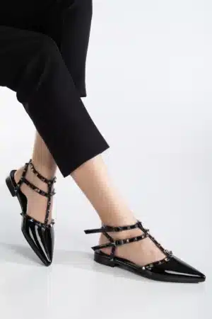Ms. Sugar Shoes Zımbalı T-Strap Babet – Sivri Burun - Görsel 24