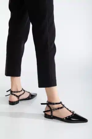 Ms. Sugar Shoes Zımbalı T-Strap Babet – Sivri Burun - Görsel 25