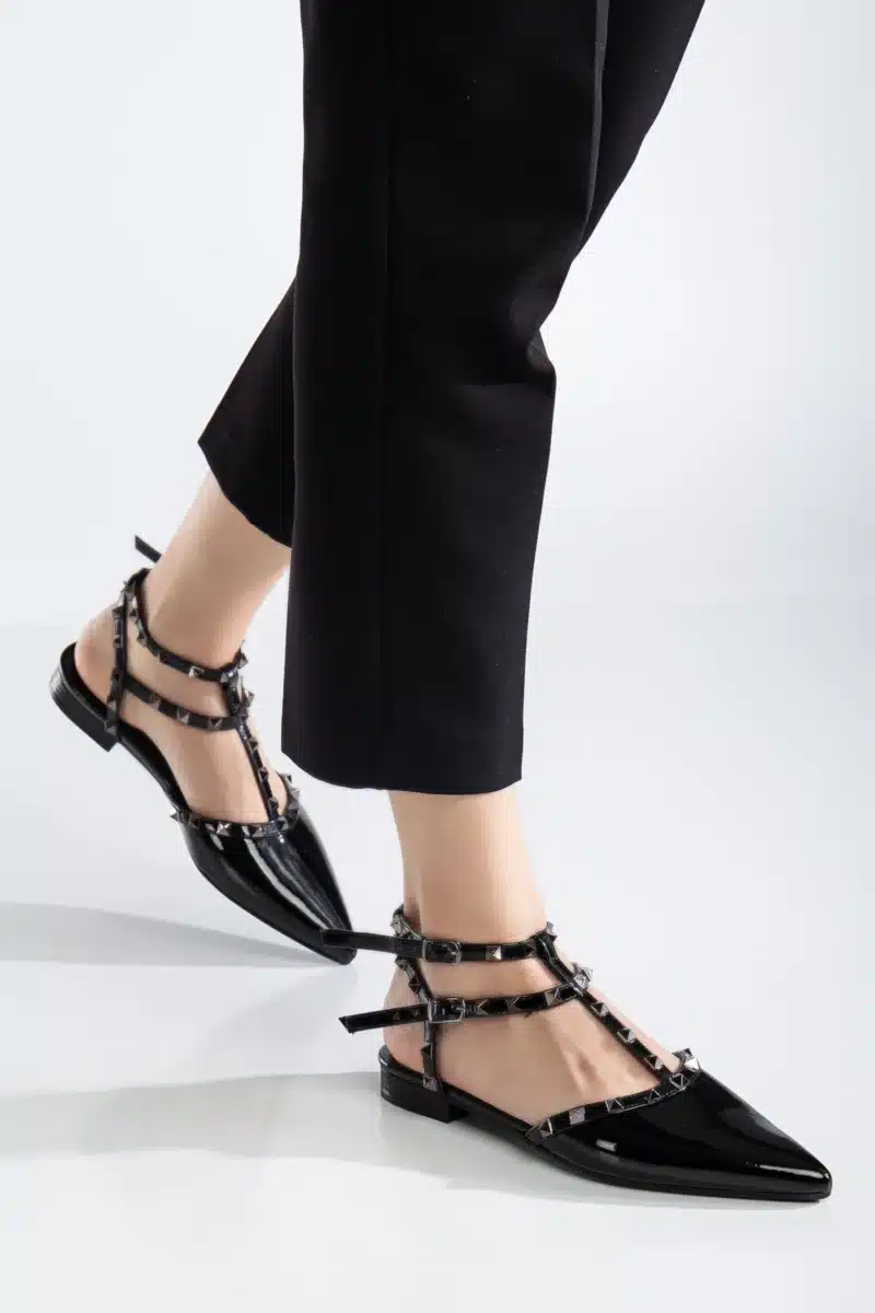 Ms. Sugar Shoes Zımbalı T-Strap Babet – Sivri Burun - Görsel 26