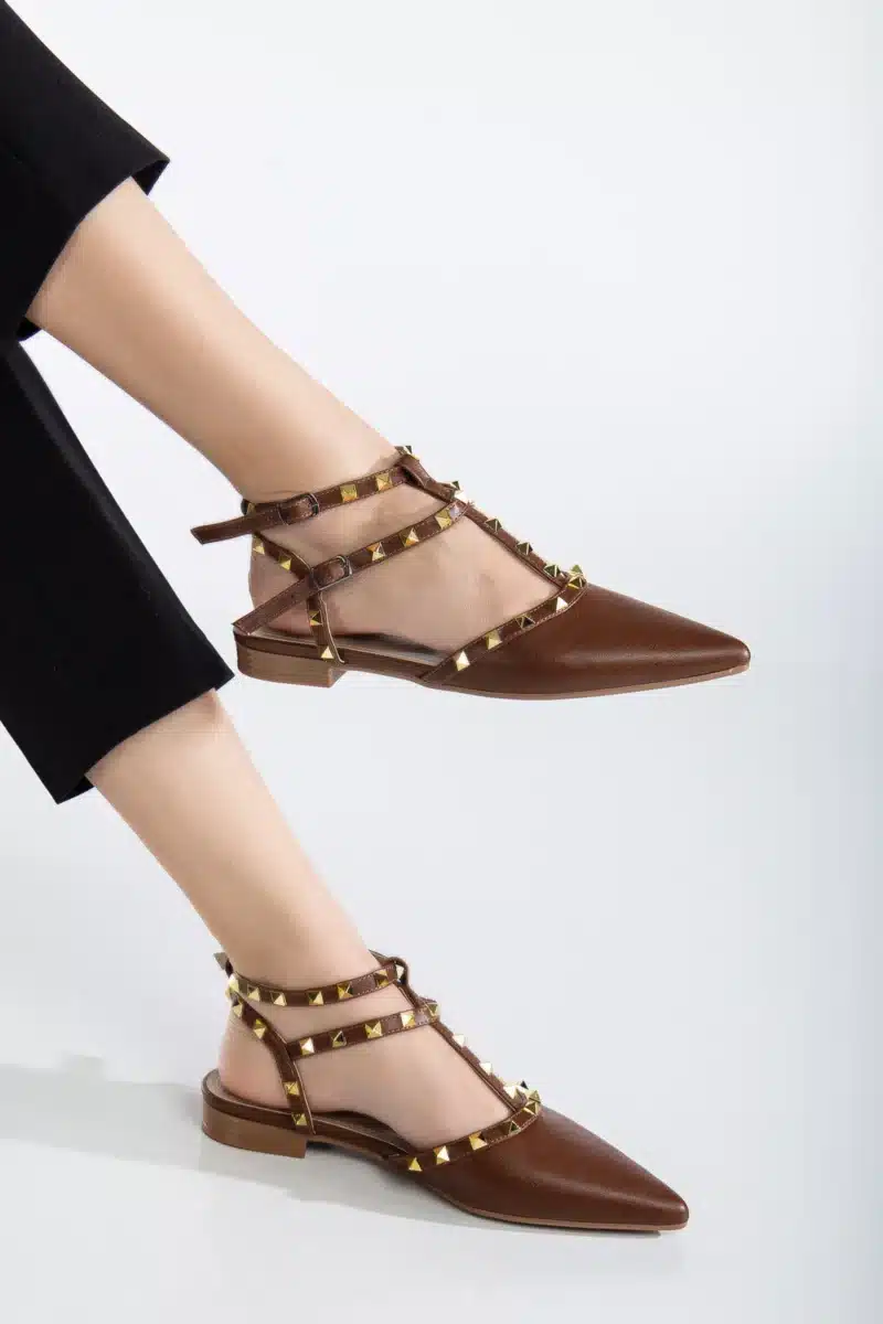 Ms. Sugar Shoes Zımbalı T-Strap Babet – Sivri Burun - Görsel 36