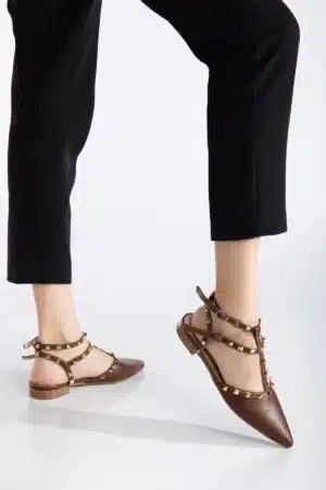 Ms. Sugar Shoes Zımbalı T-Strap Babet – Sivri Burun - Görsel 37