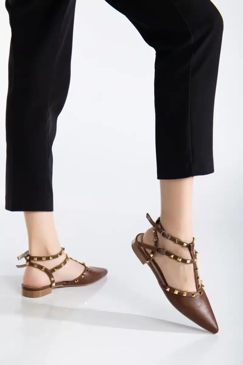 Ms. Sugar Shoes Zımbalı T-Strap Babet – Sivri Burun - Görsel 37