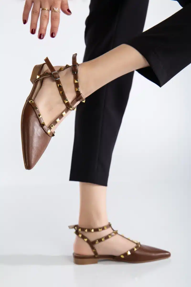 Ms. Sugar Shoes Zımbalı T-Strap Babet – Sivri Burun - Görsel 38