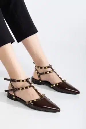 Ms. Sugar Shoes Zımbalı T-Strap Babet – Sivri Burun - Görsel 40