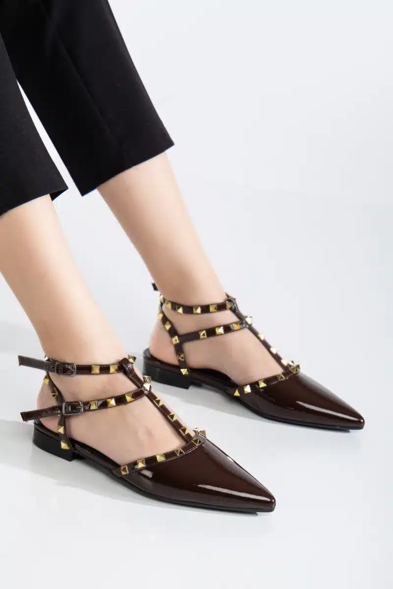Ms. Sugar Shoes Zımbalı T-Strap Babet – Sivri Burun - Görsel 40