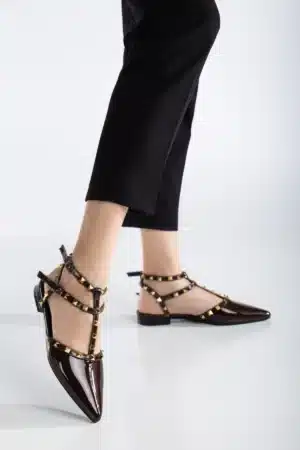 Ms. Sugar Shoes Zımbalı T-Strap Babet – Sivri Burun - Görsel 41
