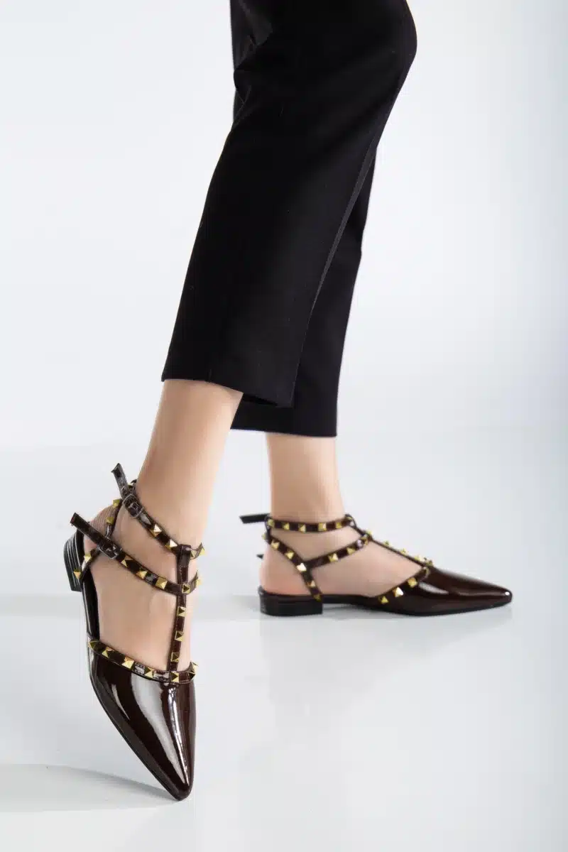 Ms. Sugar Shoes Zımbalı T-Strap Babet – Sivri Burun - Görsel 41