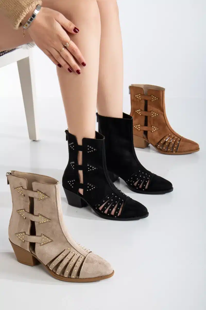 Ms. Sugar Shoes Zımbalı Delikli Topuklu Yazlık Bot - Görsel 2